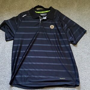 Reebok Men’s Black & Dark Gray Boston Bruins Polo